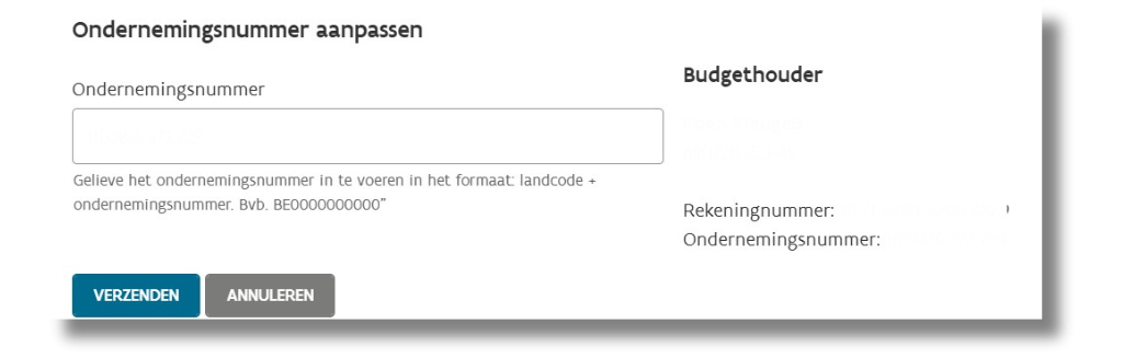 Ondernemingsnummer aanpassen Mijn VAPH