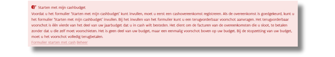 Starten met cash Mijn VAPH