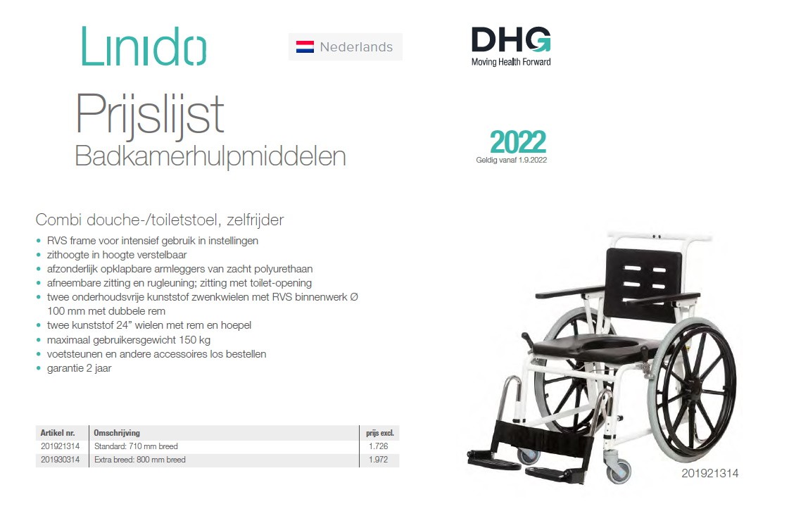 DIRECT HEALTHCARE Linido Combi Verrijdbare Douche/toiletstoel ...