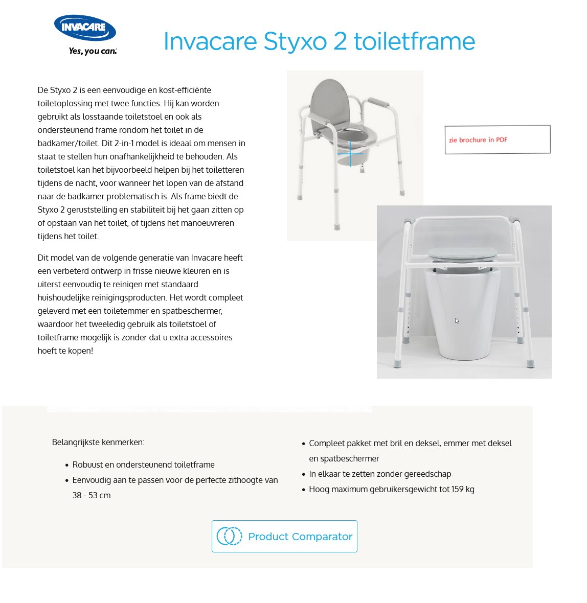 INVACARE Styxo 2 Toiletstoel | VAPH