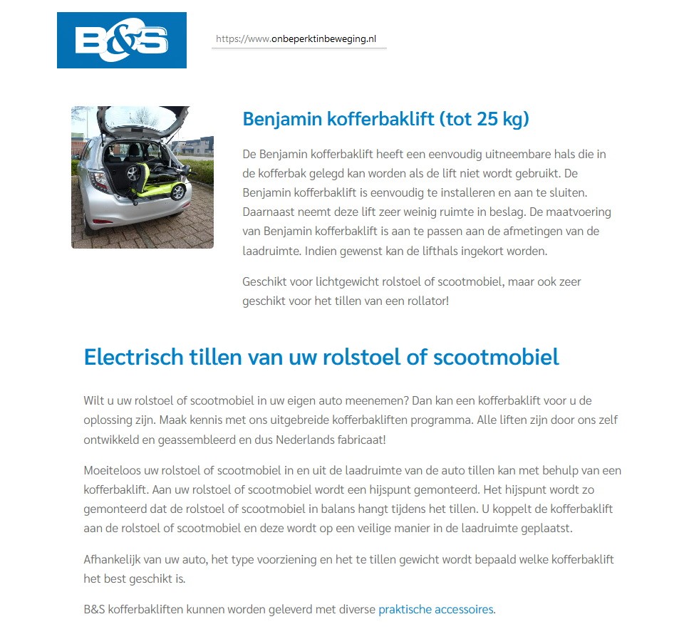 B&S AUTO B&S Benjamin Kofferbaklift | VAPH